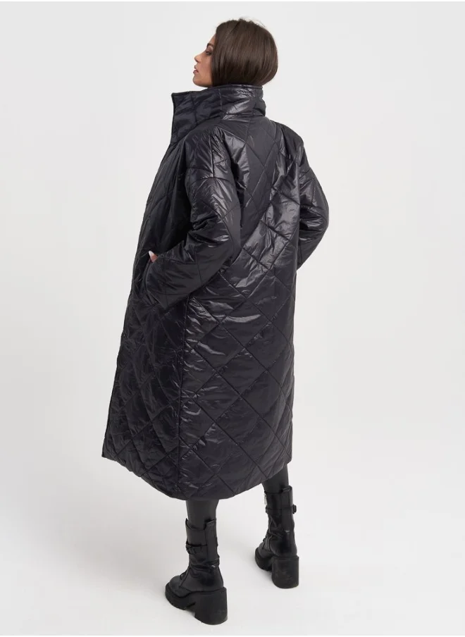 HaILYS Black Quilted Long Coat