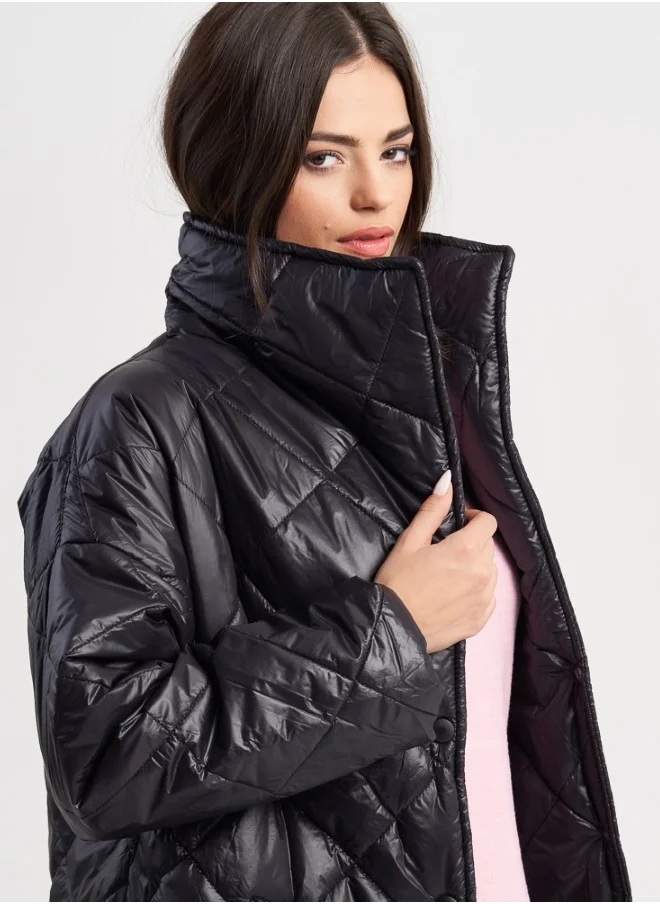HaILYS Black Quilted Long Coat