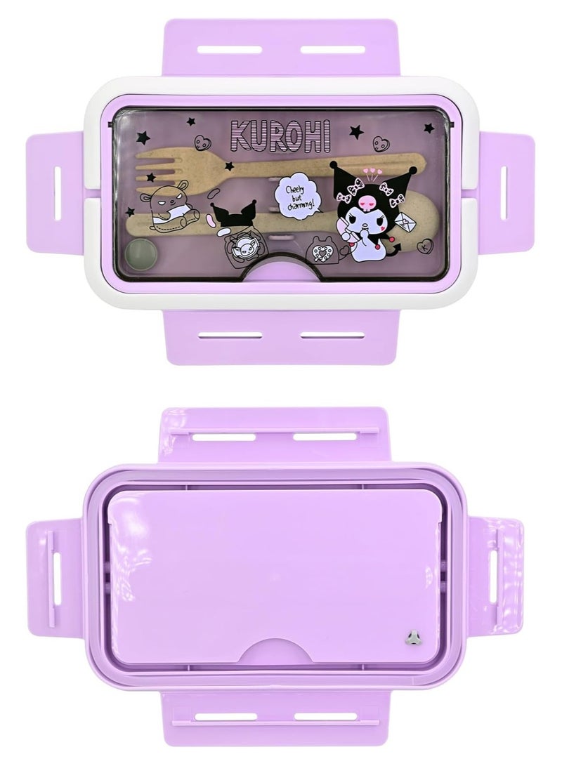 general Cartoon Kuromi Cute Printed All-in-One Bento Box with Handle Kawaii 4 Point Locking Lunch Box Container for Food Fruit Snacks - Image 5