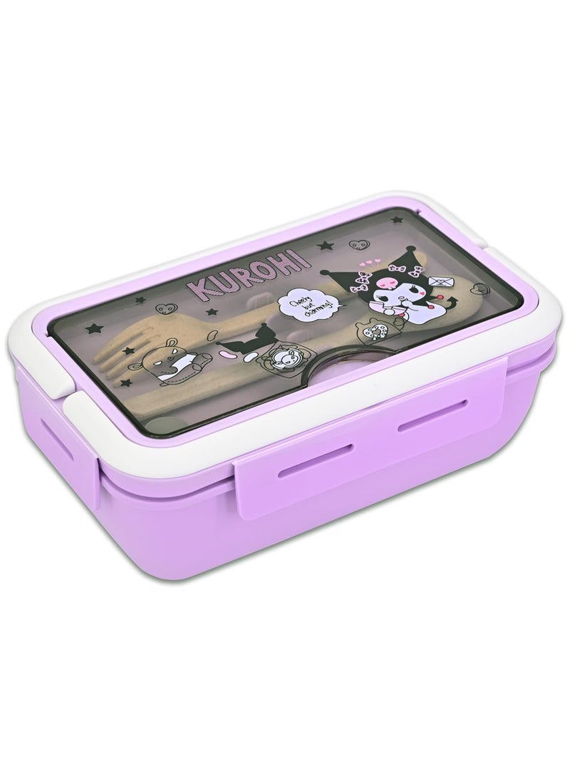 general Cartoon Kuromi Cute Printed All-in-One Bento Box with Handle Kawaii 4 Point Locking Lunch Box Container for Food Fruit Snacks - Image 1