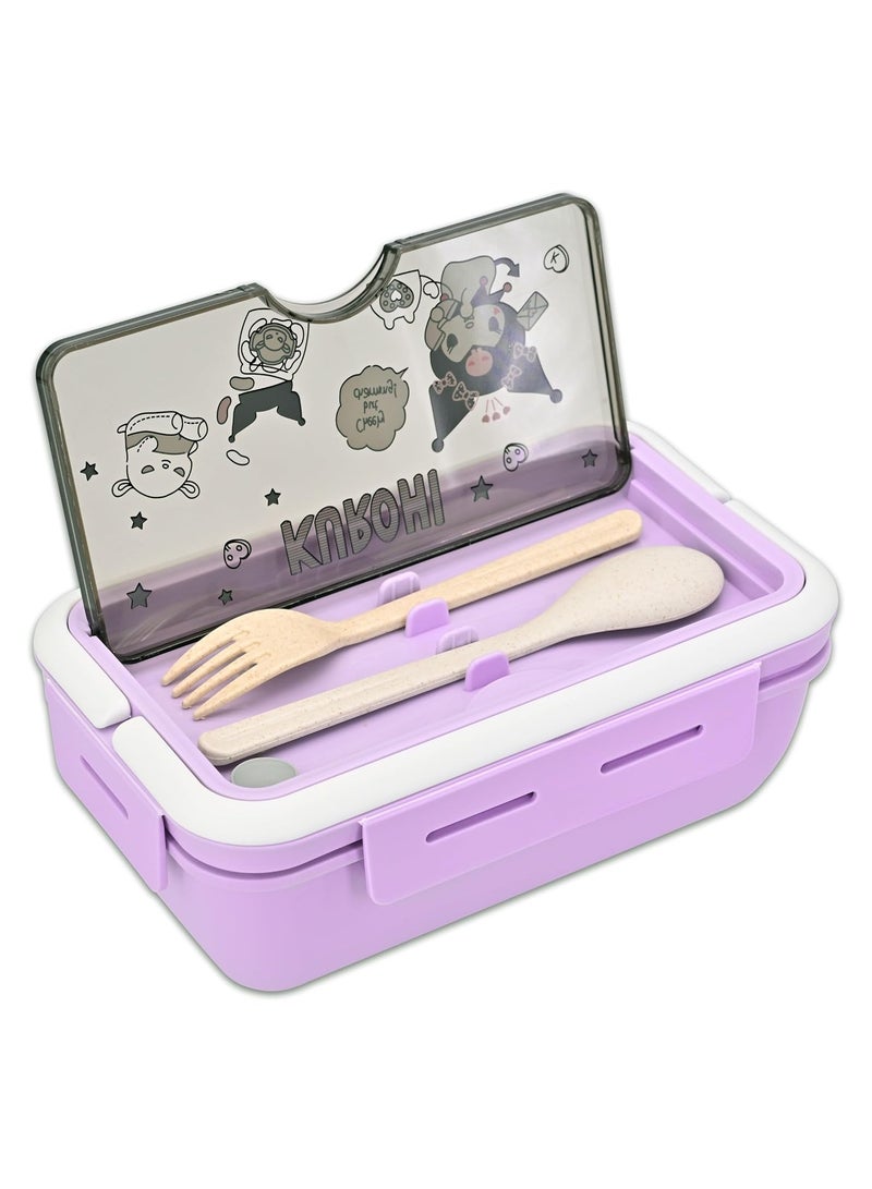 general Cartoon Kuromi Cute Printed All-in-One Bento Box with Handle Kawaii 4 Point Locking Lunch Box Container for Food Fruit Snacks - Image 3