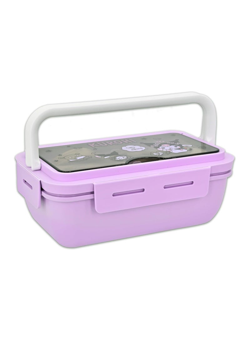 general Cartoon Kuromi Cute Printed All-in-One Bento Box with Handle Kawaii 4 Point Locking Lunch Box Container for Food Fruit Snacks - Image 2