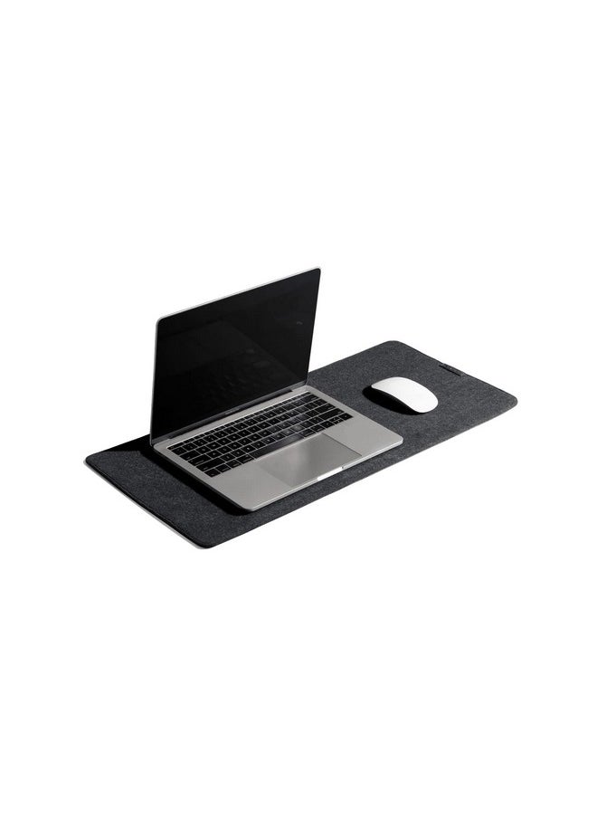 DailyObjects DailyObjects Premium Vegan Leather Mini Desk Mat Organiser | Anti-Skid | Anti-Slip | 63 * 28 cm | Reversible Desk Spread Turf Desk/Laptop Mat for Work from Home/Office/Gaming | Turf Felt - Black  - Image 2