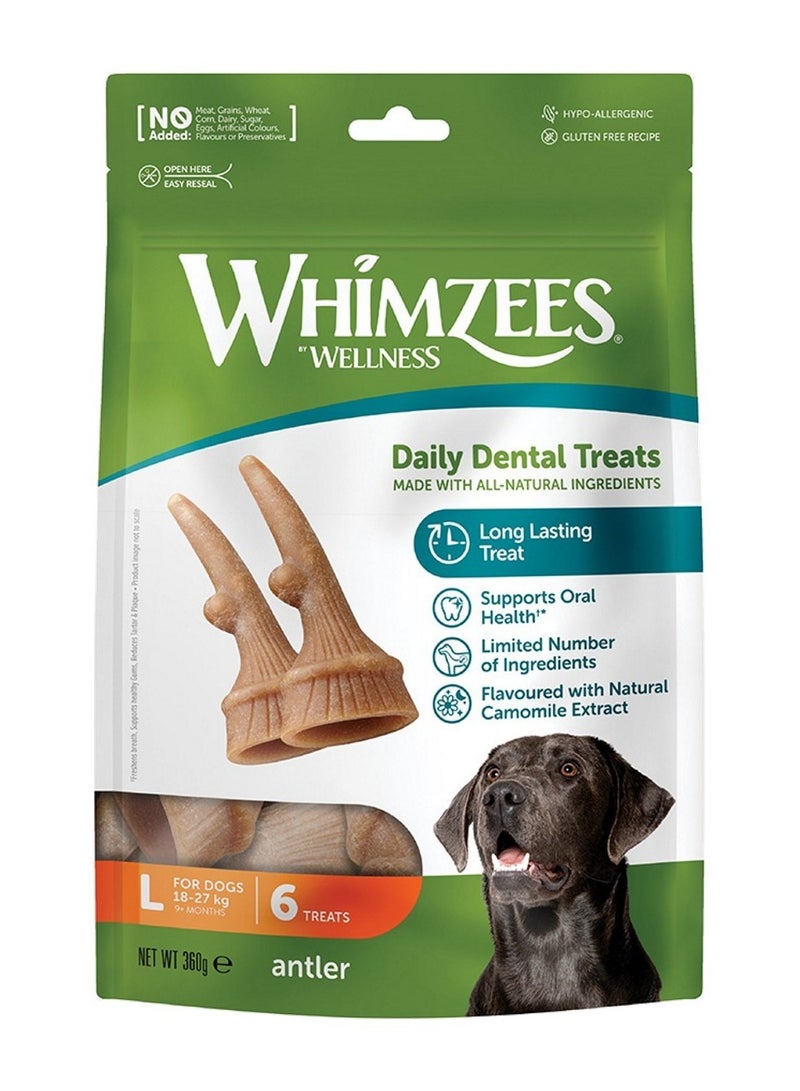 ويمزيس علكات أسنان طبيعية من WHIMZEES Occupy Antler للكلاب - كبيرة (6 قطع) - Image 1