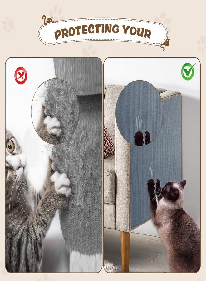 Eunice Cat Scratching Mat, 78.7"x15.5" Self-Adhesive Cat Scratch Carpet Protector, Trimmable Replacement Cat Carpet Pad for Cat Tree Wall Cat Scratching Post Carpet DIY Couch Protector (Light Gray) - Image 5
