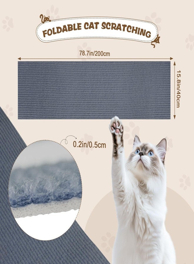 Eunice Cat Scratching Mat, 78.7"x15.5" Self-Adhesive Cat Scratch Carpet Protector, Trimmable Replacement Cat Carpet Pad for Cat Tree Wall Cat Scratching Post Carpet DIY Couch Protector (Light Gray) - Image 2
