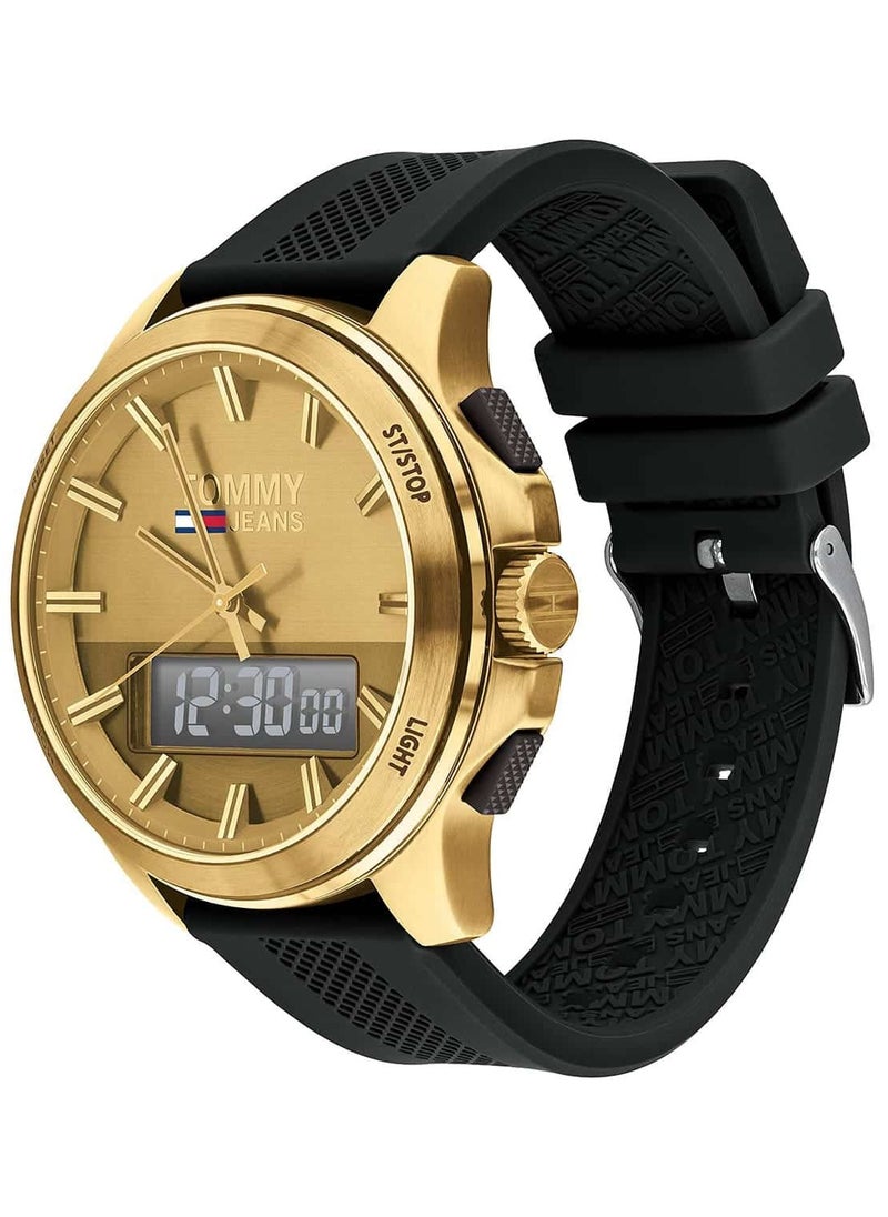 Tommy Hilfiger Watch with Gold Dial and Black Silicone Strap - 1791762, Analog - pzsku/ZBA5465B8A53041BC1D0BZ/45/_/1741518985/09f06305-62e0-4b80-a994-5e994fbf5370