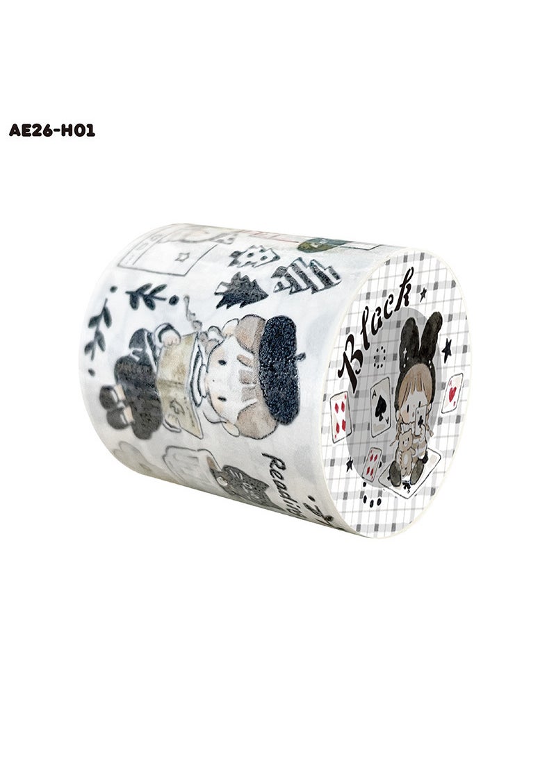 Generic King Zorro Themed Washi Tape Set Inky Black Tone Tape-Full Roll 