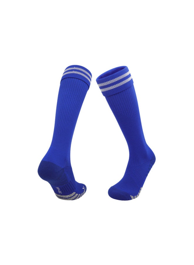 Blue Professional Football Socks For Men, Non-slip High-tube Children's Thickened Towel Bottom Long Sports Socks, Men's