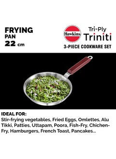 Hawkins Triniti 3 Pieces Triply Stainless Steel Cookware Set 2 - Frying Pan, Tava, Deep-Fry Pan with Glass Lid, Silver (SSET2) - pzsku/ZBA547356E64D513E939BZ/45/_/1739212699/2d65b384-65aa-4541-bdcb-558eb2f5e9ef