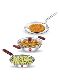 Hawkins Triniti 3 Pieces Triply Stainless Steel Cookware Set 2 - Frying Pan, Tava, Deep-Fry Pan with Glass Lid, Silver (SSET2) - pzsku/ZBA547356E64D513E939BZ/45/_/1739788963/7d5d6d27-9b80-4932-ab0e-e4a3616ce091