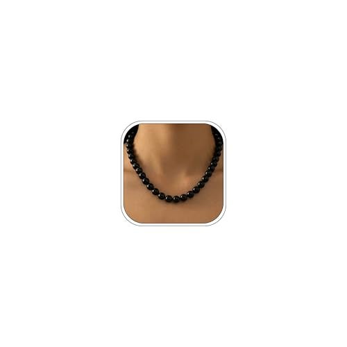 JAVARNV Black Pearl Necklaces for Women Grey Beaded Choker Necklace for Women 10MM Big Pearls Necklaces Trendy Jewelry - Image 1