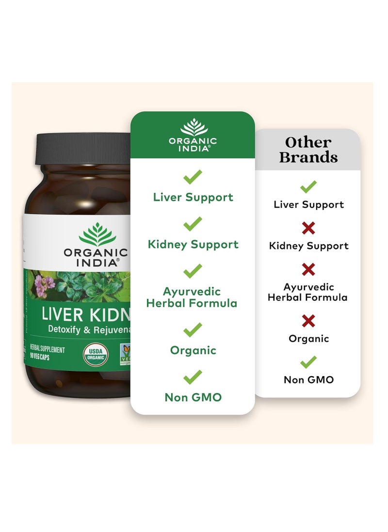Organic India Organic India Liver Kidney Detoxify And Rejuvenate Herbal Supplement 90 Veg Caps  - Image 5