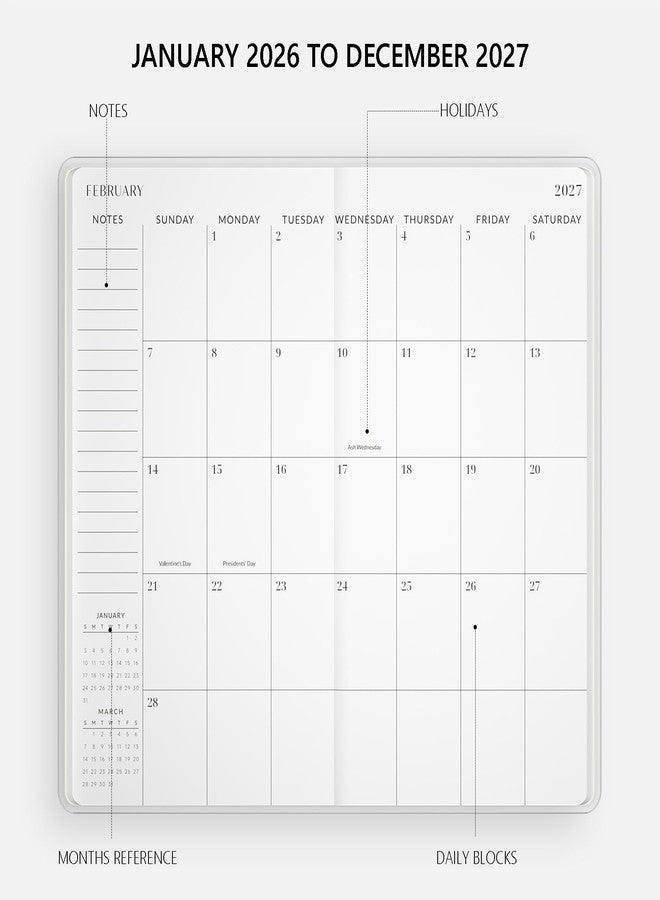 Jotsome Pocket Calendar 2026-2027, Jotsome 2 Year Monthly Planner from January 2026 to December 2027, 3.5"x6.4", Small Pocket Planner with PVC Cover for Purse, Floral Design - Image 2