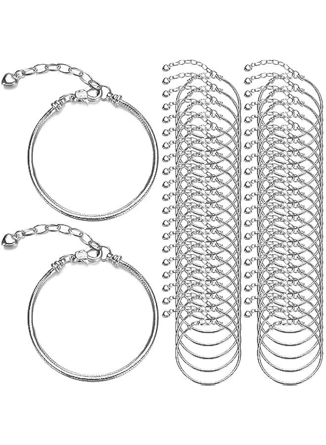 FYLX Sier Heart Shape Lobster Clasp Charm Bracelet Kit for DIY Jewelry Making  Adjustable Chain with 27 Charms Women's Crafts Supplies - Image 1