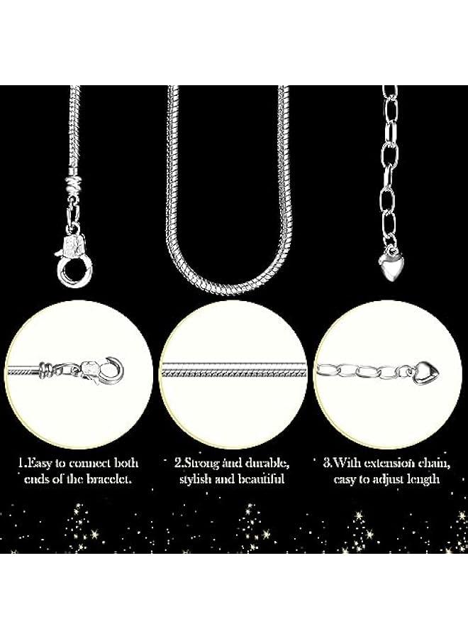 FYLX Sier Heart Shape Lobster Clasp Charm Bracelet Kit for DIY Jewelry Making  Adjustable Chain with 27 Charms Women's Crafts Supplies - Image 3