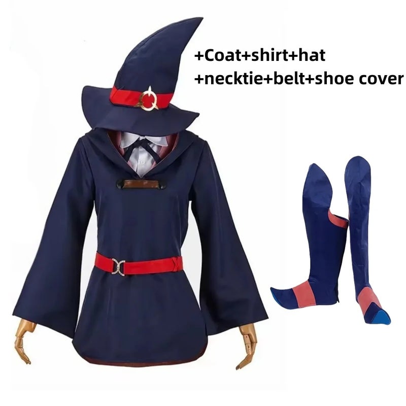 أكو ملحقات ألعاب Little Witch Academia Kagari Atsuko Akko Anime Cosplay Costume Set Wig School Uniform Skirt Shoe Cover Hat, Custom Plus Size - Image 1