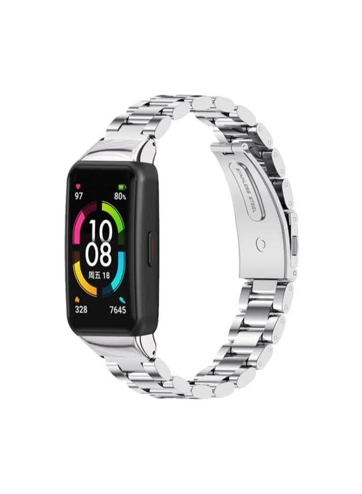 Belt for Honor Band 6 Huaiwei Band 6 Smart Wrist Band, Replacement Stainless Steel Band Strap for Honor 6 Metal Wrist Band (Silver) 