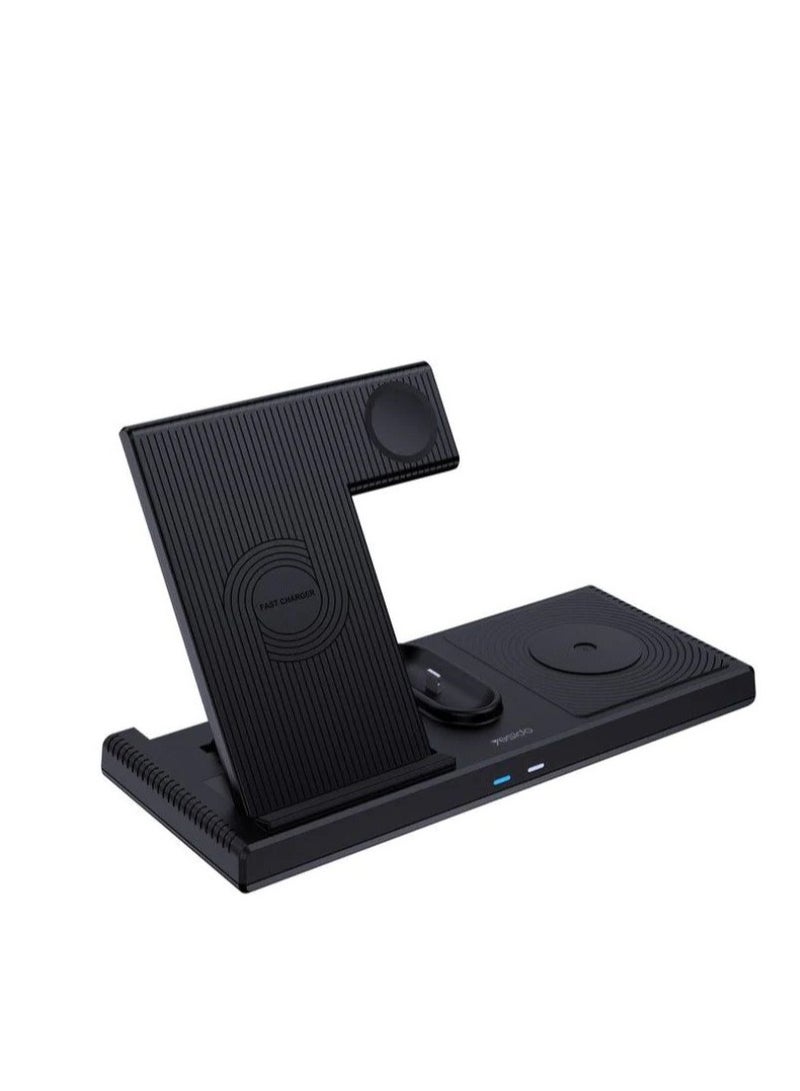 Yesido 4in1 Foldable Dual Phone Wireless Charger With Stand For Apple AirPods IW - Image 1