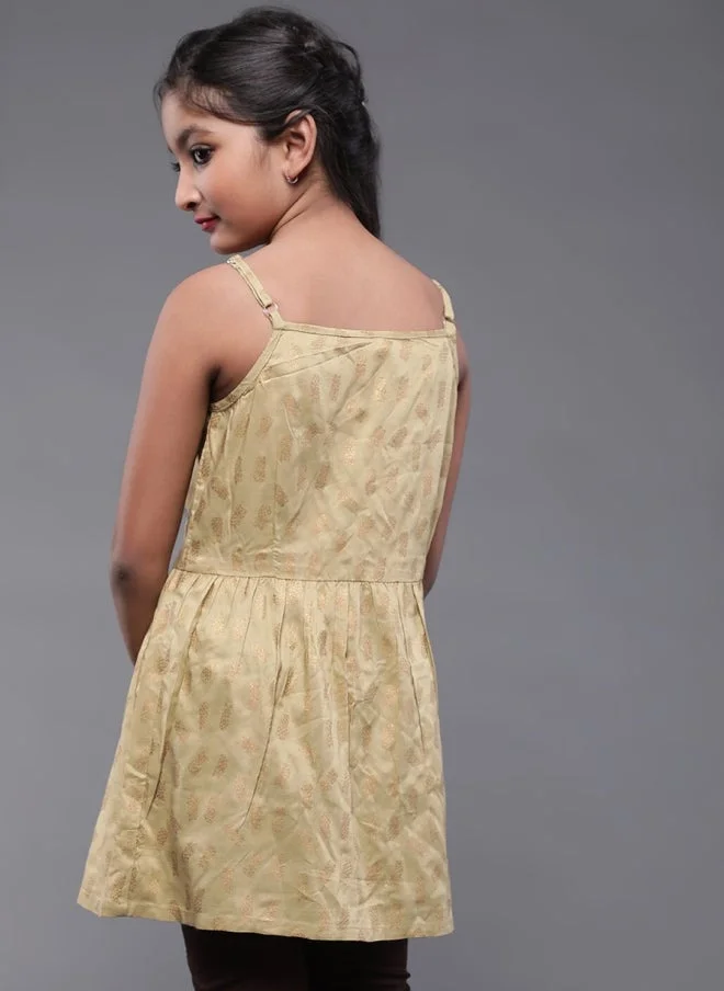 AKS  Beige Printed A-Line Tunic for Girls for Women | Best Price UAE