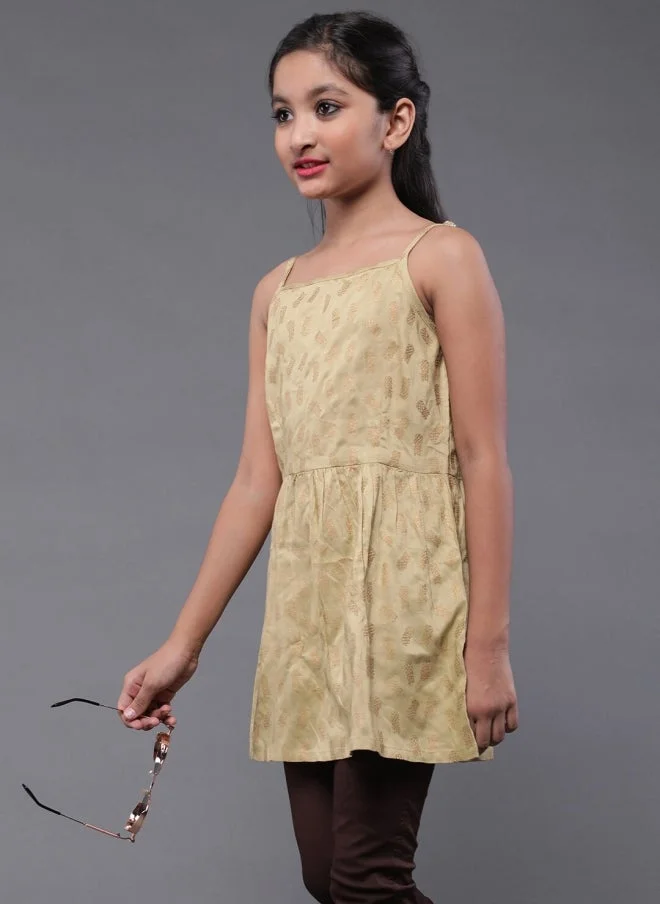 AKS  Beige Printed A-Line Tunic for Girls for Women | Best Price UAE
