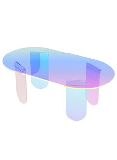WISFOR Acrylic Colorful Table Acrylic Side Table 28x20x14 Inch Iridescent Coffee Table for Living Room Clear Iridescent Side Table Acrylic Rainbow Colors End Table Modern Accent Night Stand  - Image 1