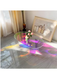 WISFOR Acrylic Colorful Table Acrylic Side Table 28x20x14 Inch Iridescent Coffee Table for Living Room Clear Iridescent Side Table Acrylic Rainbow Colors End Table Modern Accent Night Stand  - Image 4