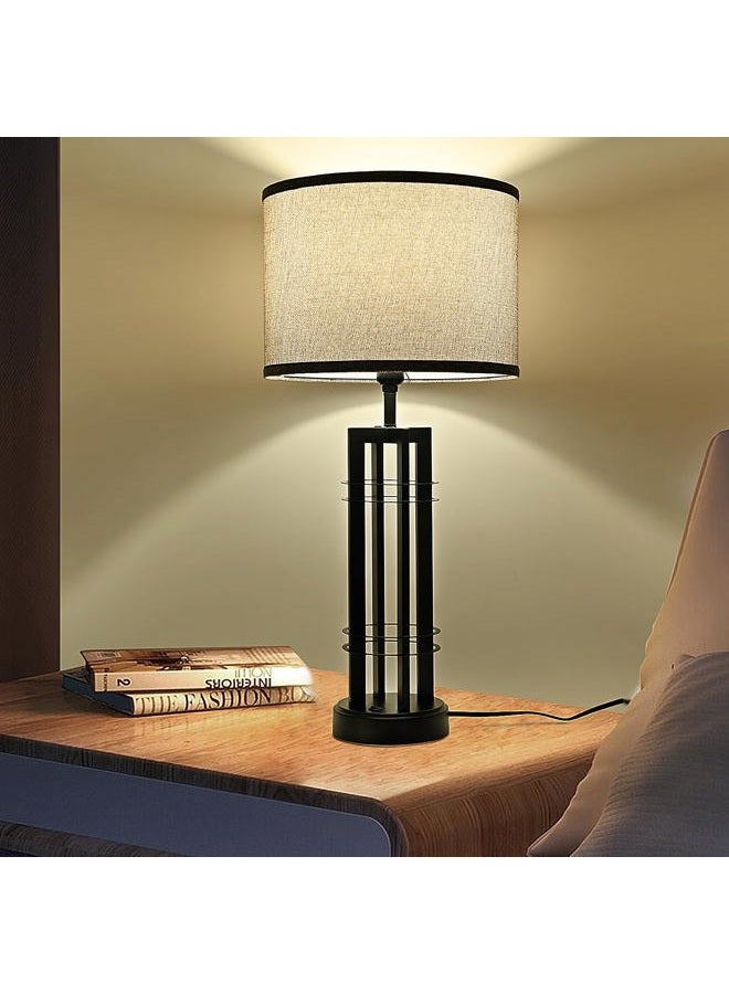 Easebri 27in Tall Table Lamps for Living Room Button Control Farmhouse Rustic Table Lamps Set of 2 SideTable Lamps Black&Grey Bedroom Lamps for Bedside Nightstand End Table 2025 New - Image 5