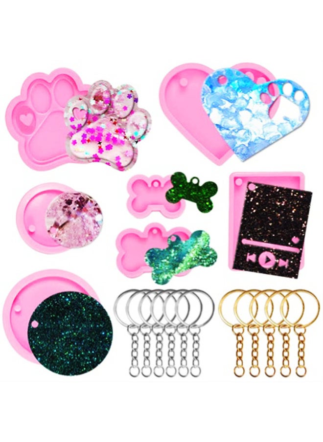 Generic - Mirror Surface Silicone Dog Tag Keychain Pendant Bone Shape Music Player Protective Film Irregular Shape Pink Color-Specifications:3 Even Small Fish-Color:Pink - Image 1