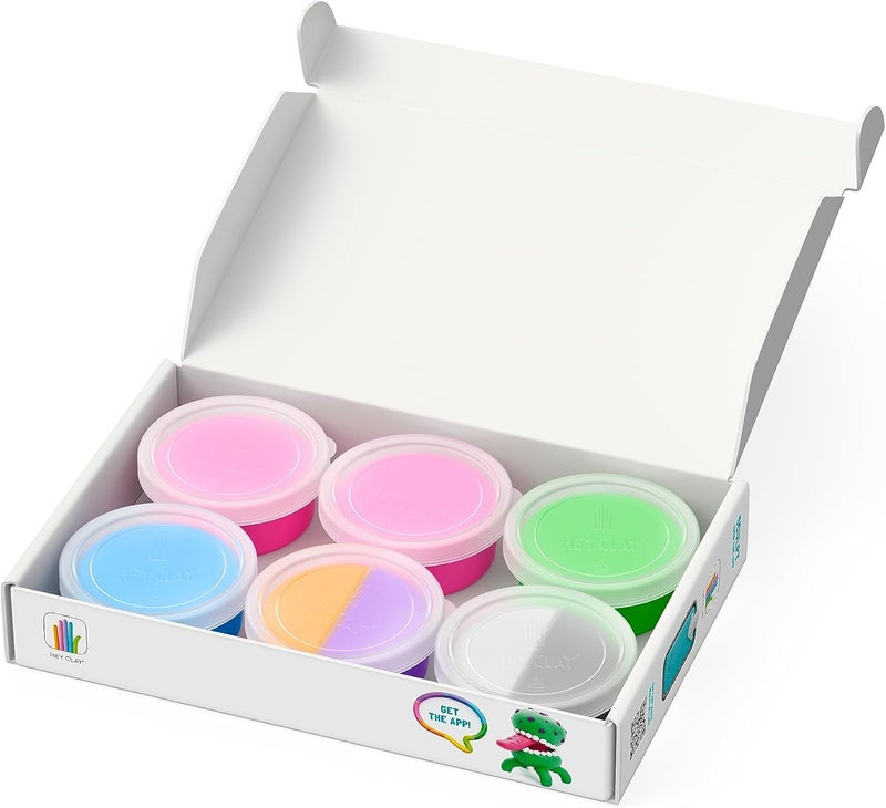 HEY CLAY -DIY Aliens: Burger, Trio, Scorpio Plastic Creative Modelling Air-Dry Clay For Kids 6 Cans - Image 2
