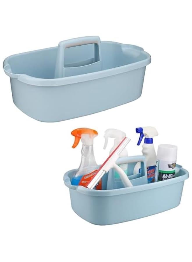 MIXDE Cleaning Supplies Caddy, 2 Pack Cleaning Supply Organizer with Handle, Plastic Bucket for Cleaning Products, Tool Storage Caddy (Blue) - Image 1