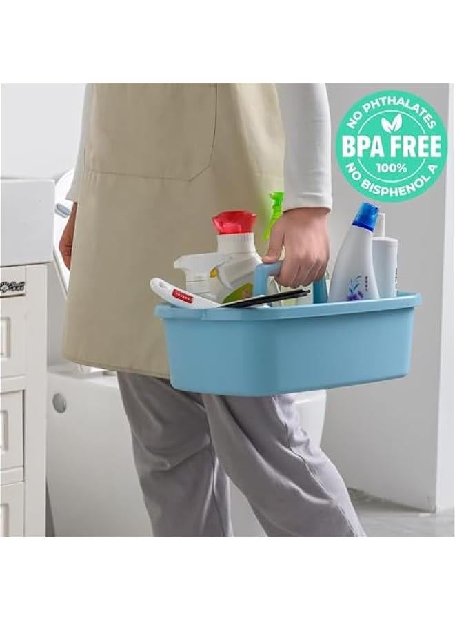 MIXDE Cleaning Supplies Caddy, 2 Pack Cleaning Supply Organizer with Handle, Plastic Bucket for Cleaning Products, Tool Storage Caddy (Blue) - Image 2
