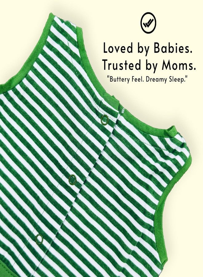 TIDOO Baby Girl Frock 100 Percent Cotton Sleeveless Dress with Green Stripes and Strawberry Design_0_3M_Vibrant Green - Image 4