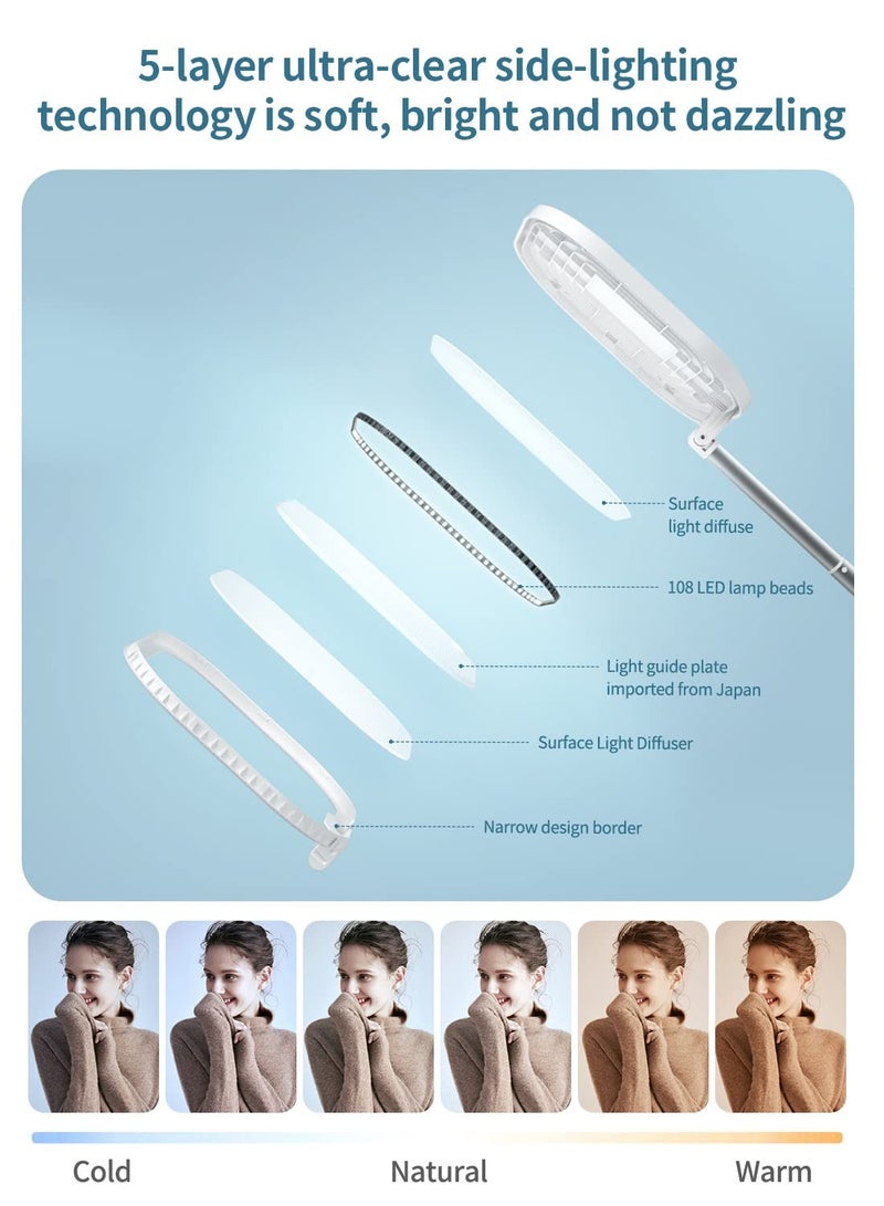 سيوسي حامل هاتف للتسجيل، مجموعة إنشاء المحتوى، حامل سيلفي يدور 360 درجة مع إضاءة LED، حامل هاتف علوي للبث المباشر/يوتيوب/تيك توك/تسجيل الفيديو/مجموعة أدوات بدء التشغيل INS، أبيض - Image 4