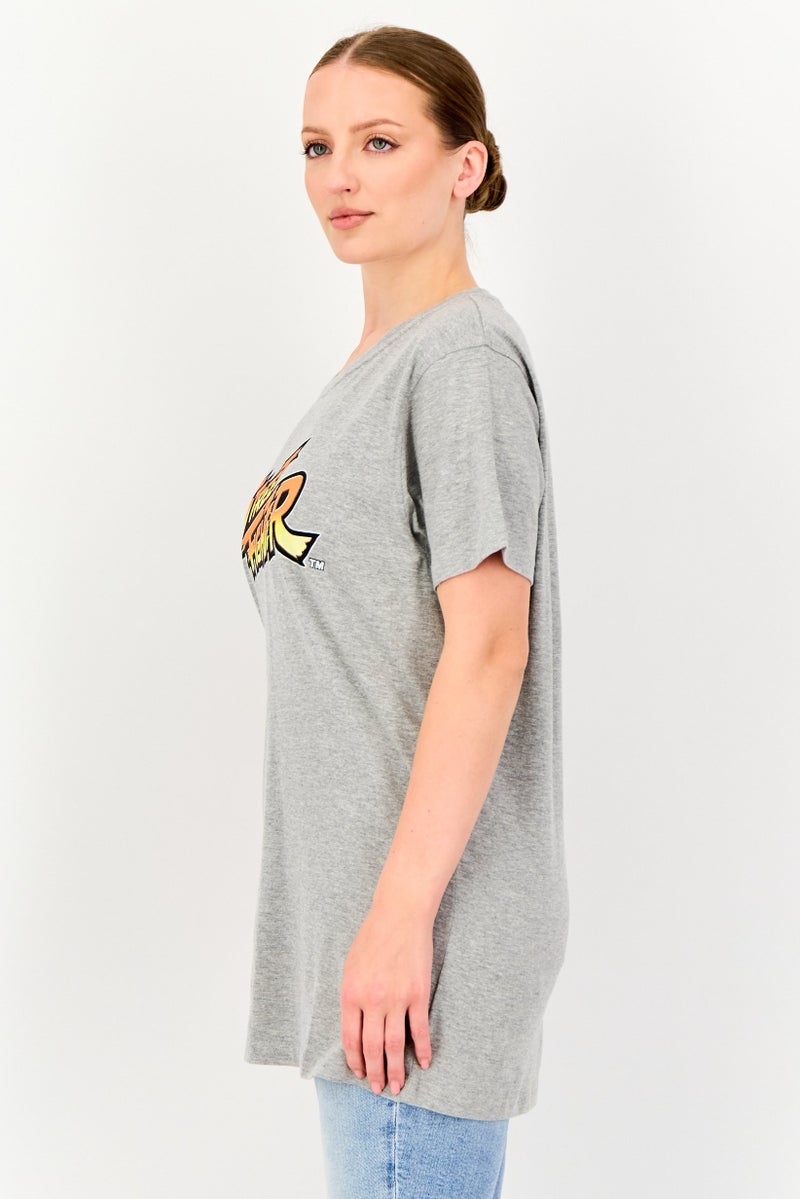 Difuzed x Street Fighter Women Round Neck Brand Logo Short Sleeve T-Shirt, Grey - Image 2