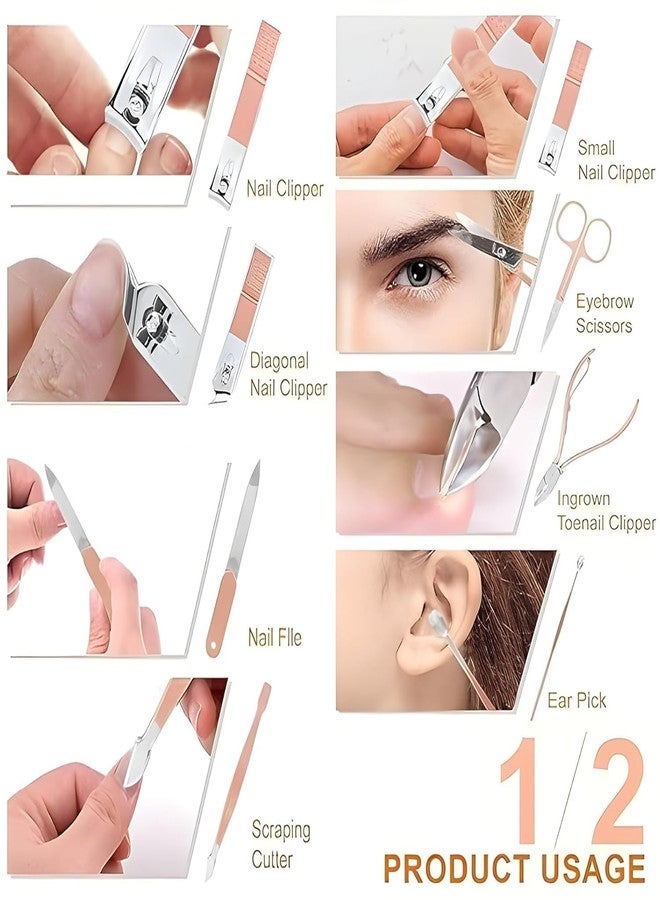 Trujve 16-Piece Nail Cutter Kit for Women and Men - Pedicure and Manicure Set with Nail Clipper, and Nail Filer - Ideal for Adults and Babies (CREAM) - Image 4