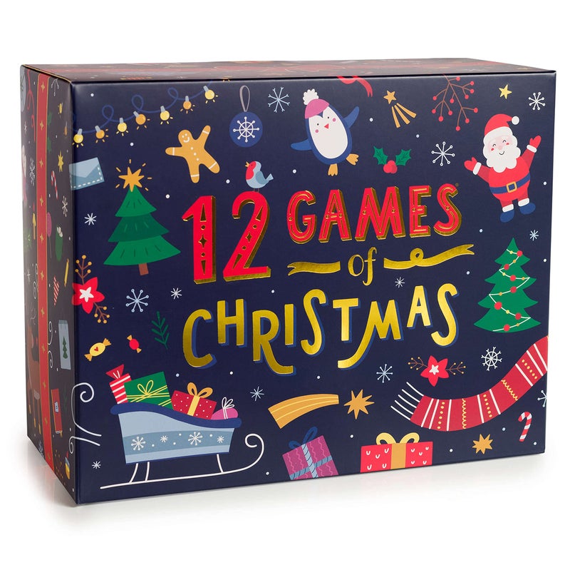 Gutter Games 12 Games of Christmas - 12 Hilarious Holiday Games [Family Party Games Pack for Kids, Teens & Adults] - by Beat That! Game - Image 1