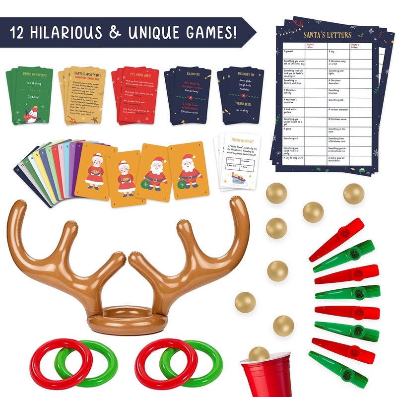 Gutter Games 12 Games of Christmas - 12 Hilarious Holiday Games [Family Party Games Pack for Kids, Teens & Adults] - by Beat That! Game - Image 4