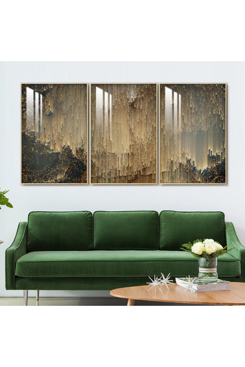 Marktna Three wooden wall painting with a frame and a clear acrylic layer - Image 1