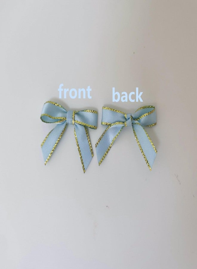 Micomon 50PCS 1-1/2" Metallic Gold Edge Light Blue Satin Ribbon Bows for Packing Decoration Baby Shower Bows for Christmas Day Gift Wrapping Packaging (1.5“-Lt.Blue) - Image 4