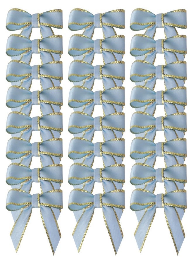 Micomon 50PCS 1-1/2" Metallic Gold Edge Light Blue Satin Ribbon Bows for Packing Decoration Baby Shower Bows for Christmas Day Gift Wrapping Packaging (1.5“-Lt.Blue) - Image 2