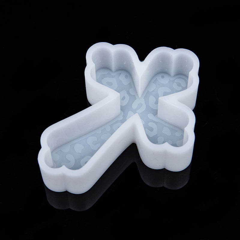 Yogayet Leopard Print Faith Cross Pendant Car Freshie Silicone Mold Resin Casting Mold for Aroma Beads Soap Candy Baking Cow Pattern DIY Handmade Hanging Candles Decoration Crafting Blessed Cross Gift