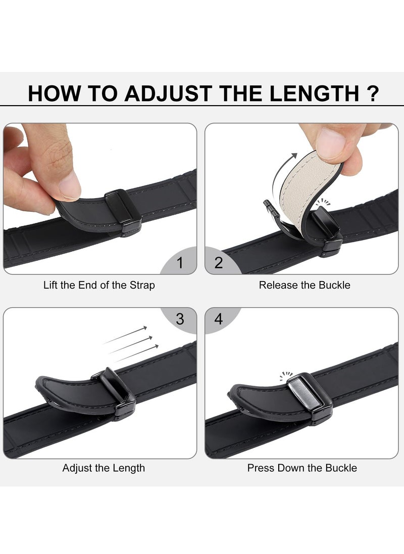SYOSI - Magnetic Leather Watch Band for Apple Watch, Fits 49mm, 45mm, 44mm, 42mm, with Magnetic Buckle, Genuine Leather Strap, Compatible with Apple Watch Ultra, Series 9/8/7, White - Image 1