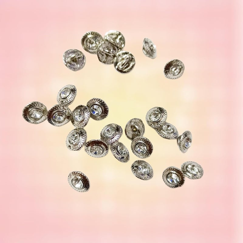 Pinkart Gem For a Gem 50pcs Silver Crystal Stone Round Shank Buttons Rhodium Button Crafts for Clothes Shirts Suits Coats Sweaters Wedding Dress Clothing Decorations Round 16L10mm - Image 5