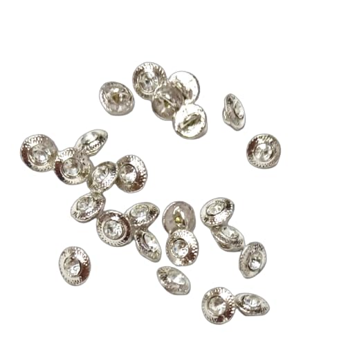 Pinkart Gem For a Gem 50pcs Silver Crystal Stone Round Shank Buttons Rhodium Button Crafts for Clothes Shirts Suits Coats Sweaters Wedding Dress Clothing Decorations Round 16L10mm - Image 1