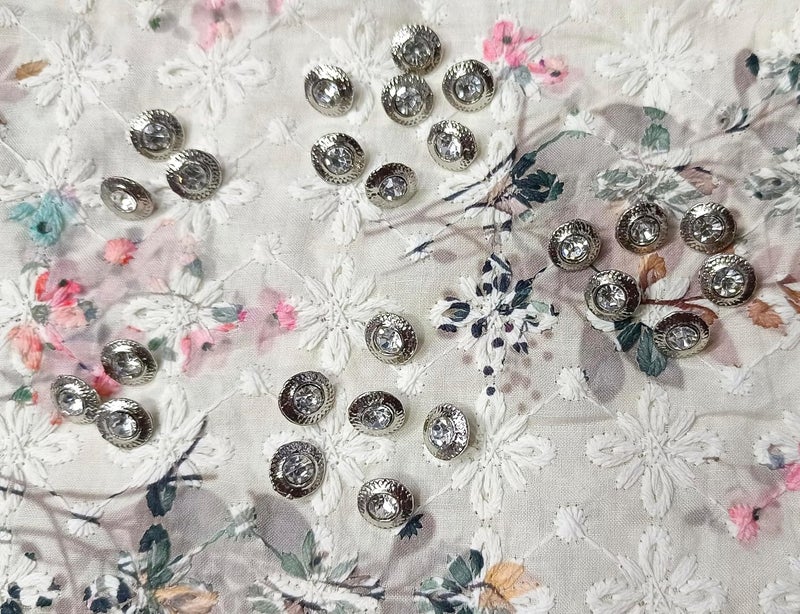 Pinkart Gem For a Gem 50pcs Silver Crystal Stone Round Shank Buttons Rhodium Button Crafts for Clothes Shirts Suits Coats Sweaters Wedding Dress Clothing Decorations Round 16L10mm - Image 3