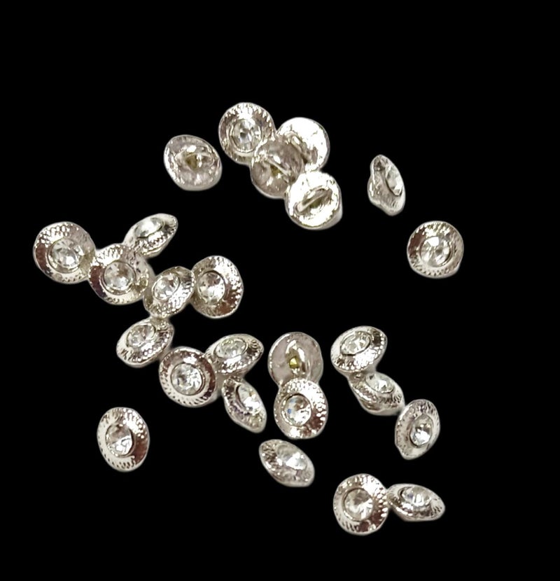 Pinkart Gem For a Gem 50pcs Silver Crystal Stone Round Shank Buttons Rhodium Button Crafts for Clothes Shirts Suits Coats Sweaters Wedding Dress Clothing Decorations Round 16L10mm - Image 4