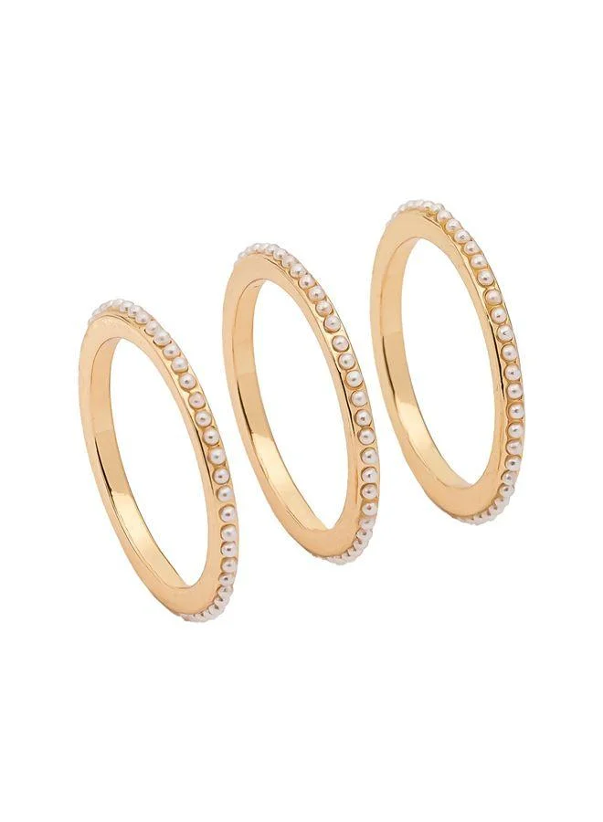 Parfois Set Of Rings With Pearls
