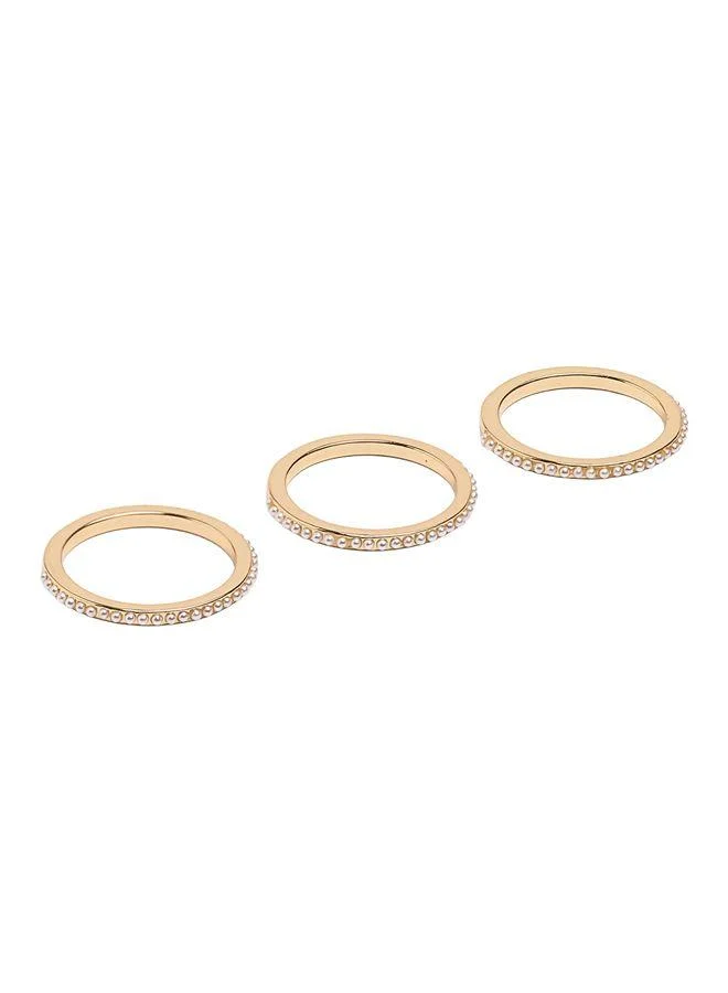 Parfois Gold Set Of Rings With Pearls for Women | Best Price UAE
