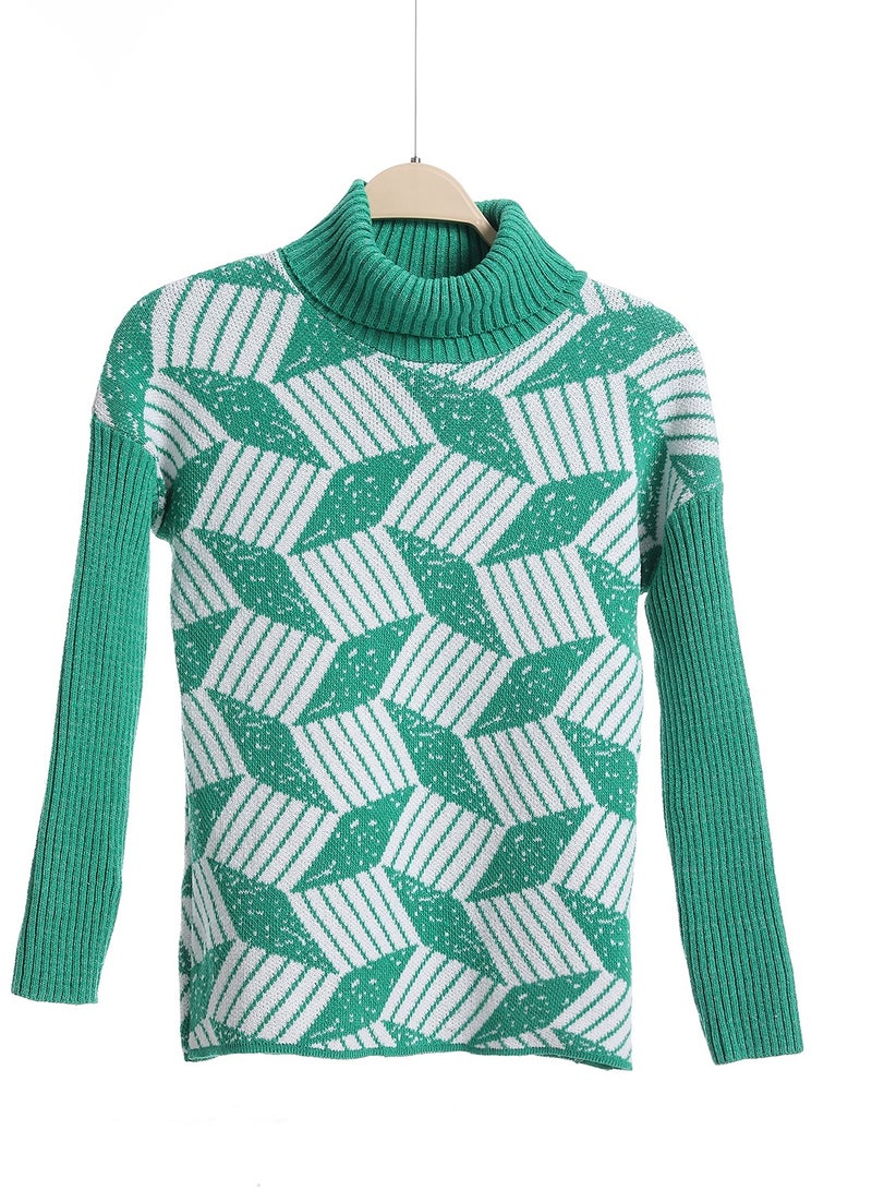 Caesar Girls Wool Pullover With Mutlicolour Design  - Image 1